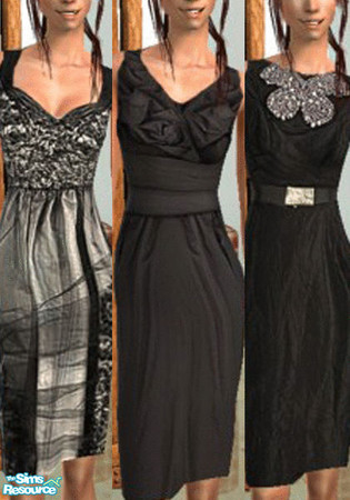 Sims 2 — Little black dress -set by annefranzen — Coctail dress set of three short gowns in black. Mesh