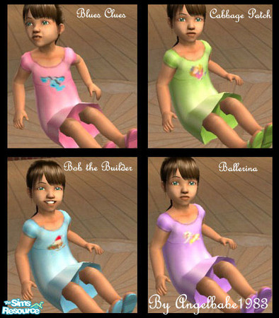 Sims 2 — Hades Set by Angelbabe1983 — Here are 4 dresses for your Toddlers. With a different character on each dress.