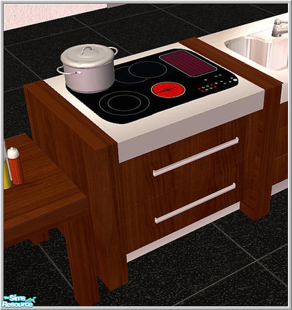 Sims 2 — white-silver-darkwood- B43 Stove Kit1 Recol2 by Birgit43 — place with moveobjects on/off cheat in the middle of