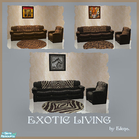 Sims 2 — Exotic Living by Elena. — The finest ostrich leather combined with the finest animal print fabric resulted in