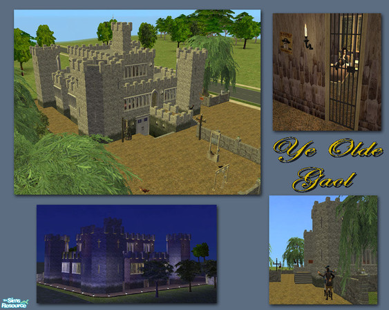 Sims 2 — Ye Olde Gaol by Shakeshaft — A old gaol style lot, with 6 cells and a main bedroom on the top floor for the