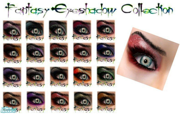 Sims 2 — Fantasy Eyeshadow Collection by fortunecookie1 — Indulge your sims fantasies with these outrageously wild