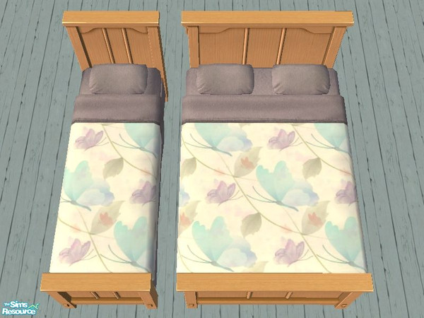 Sims 2 — Floating Beauty Bedding by tamlfra — Soft pastel butterfly bedding, with 3 matching walls.