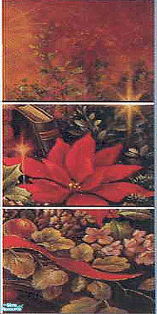 Sims 2 — HFH-W4 by iZazu — This Xmas Mural has 2 different ways to apply it. One is with a Frame and one is without.