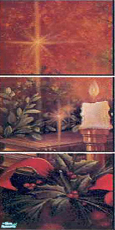 Sims 2 — HFH-W1 by iZazu — This Xmas Mural has 2 different ways to apply it. One is with a Frame and one is without.
