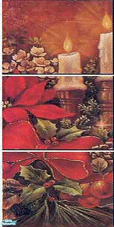 Sims 2 — HFH-W3 by iZazu — This Xmas Mural has 2 different ways to apply it. One is with a Frame and one is without.