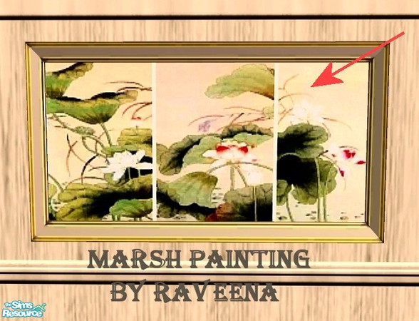 Sims 2 — Earth Marsh Painting by Raveena — Part of the Earth Tone Living Room. This is the 'inside' painting. Make sure