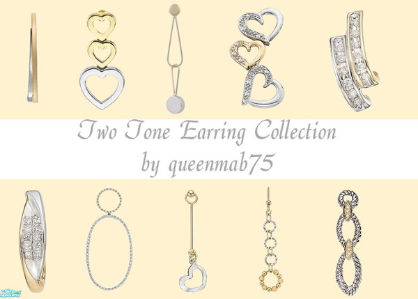 Sims 2 — Two Tone Earring Collection by queenmab75 — Two tone earrings for your Sims!