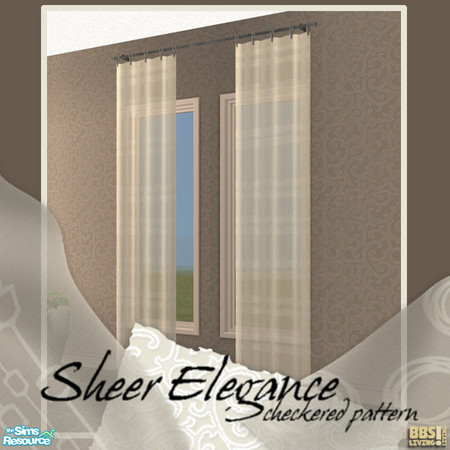 Sims 2 — Sheer Elegance, Cream Checkered by BetterbeSim — Sheer Elegance Curtains. An elegant perspective on sheer window