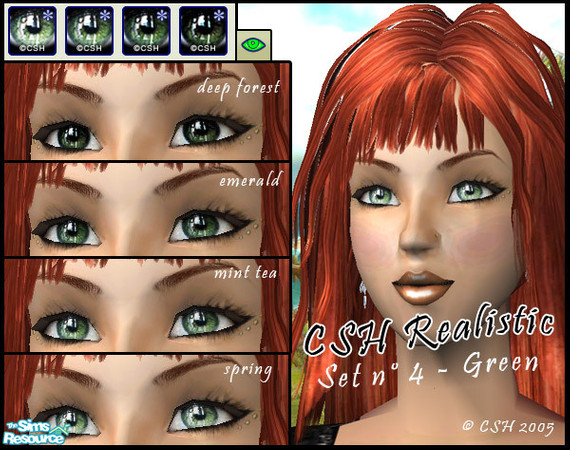 Sims 2 — CSH realistic eyes set 4 green by Fairysunlight — "And her eyes met mine for a moment I prayed would last