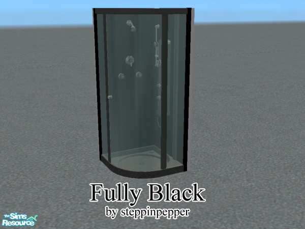 Sims 2 — Fully Black Shower by steppinpepper — Part of Fully Black Dorm set
