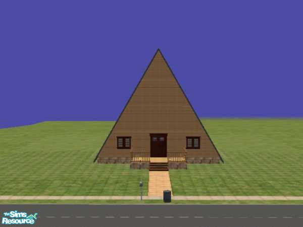 Sims 2 — A-Frame Cabin by devoted2rusty — Small A-Frame log home for the couple just starting out on a small budget. It's
