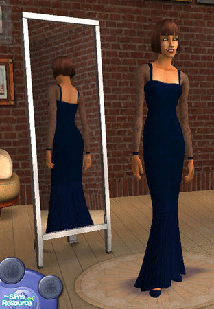 Sims 2 — Velvet and Pleats Formal Collection C in Midnight by goderguy — Here is an elegant midnight gown with a velvet