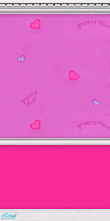 Sims 2 — Groovy Chick Wall 5 by Snowbelle — A set of 10 lilac, pink and green walls featuring a "Groovy Chick"