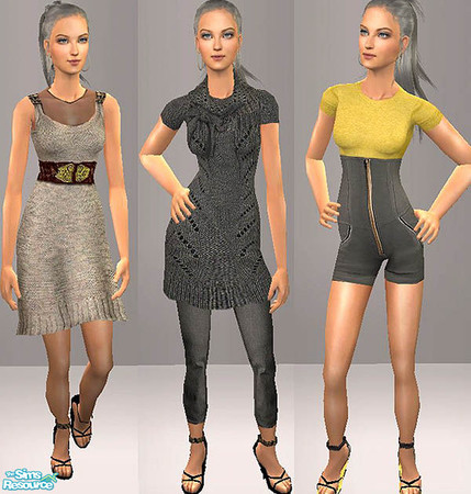 Sims 2 — openhouse Cowl Neck Alpha Set by openhousejack — a set of three outfits made for elderly females but can also be