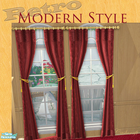 Sims 2 — Retro Modern Style--Curtain by Cashcraft — A Modern Style Bedroom set with a 1950's retro feel. Set includes a