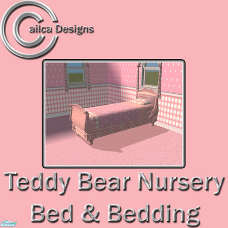 Sims 2 — Pink Teddy Bear Nursery Bed by Cailca — A co-ordinating nursery set in pink, with a Teddy Bear Motif. This room