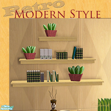 Sims 2 — Retro Modern Style--Wall Unit by Cashcraft — A Modern Style Bedroom set with a 1950's retro feel. Set includes a