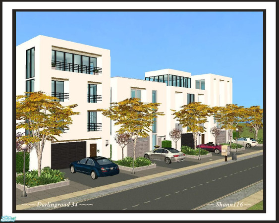 Sims 2 — Darlingroad 34 by Shann116 — 4 modern houses with garage. All houses have 7 rooms and 2 bathrooms and garden.