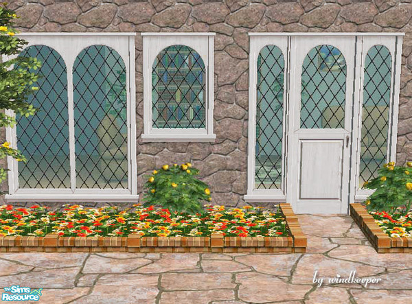 Sims 2 — Rosewood set - white wood by Windkeeper — This recolor will work for all the doors and windows from this set.