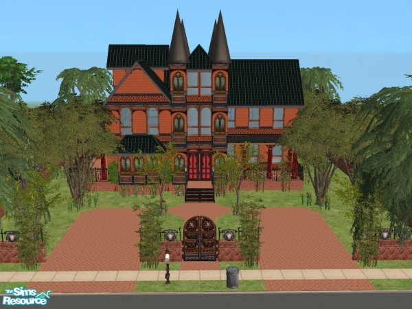 Sims 2 — Gothic Manor by c_literati — Slightly overgrown and completely empty, this manor is ready for customization.