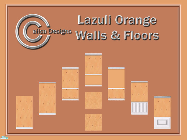 Sims 2 — Lazuli Orange Wall & Floor Set by Cailca — A matching wall & floor set in Orange. Please Rate.
