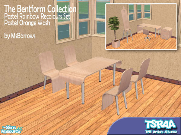 Sims 2 — Bentform - Pastel Orange Recolour by MsBarrows — Lightly tinted recolours for the Bentform Collection.