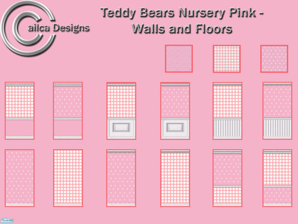 Sims 2 — Pink Nursery Walls and Floors by Cailca — A set of walls and floors made to match my Pink Teddy Bear Nursery