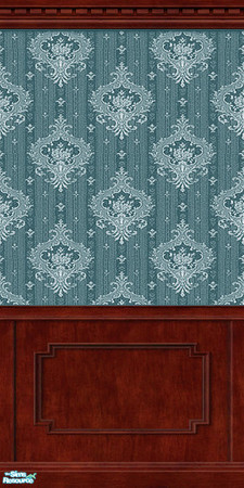 Sims 2 — D2DPaisleyWood_LtBlue by D2Diamond — Recolor of the Maxis "Power Paisley" on the Double Coffered