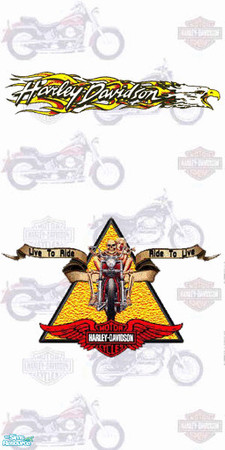 Sims 2 — TL-Biker Wall Bike2 & Skull & Eagle by TabbyLou — Bike 2 Background (bikes) with Skull on Cycle &