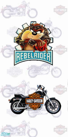 Sims 2 — TL-Biker Wall Bike2 & TAZ & Cycle by TabbyLou — Bike 2 Background (bikes) with TAZ & Cycle Decals