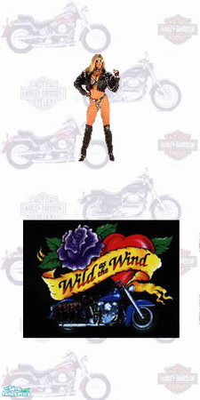 Sims 2 — TL-Biker Wall Bike2 & Girl & WATW by TabbyLou — Bike 2 Background (bikes) with Girl & Wild as the