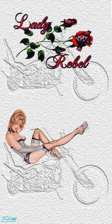 Sims 2 — TL-Biker Wall Bike & SilverGirl&LR by TabbyLou — Bike Backgrnd with Silver Girl & Lady Rebel Decals