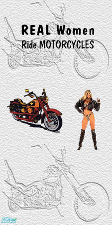Sims 2 — TL-Biker Wall Bike & Girl & RWRM by TabbyLou — Bike Backgrnd with Girl & Cycle & Real Women Ride