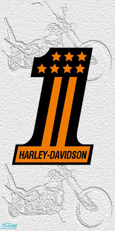 Sims 2 — TL-Biker Wall Bike & No 1 HD by TabbyLou — Bike Backgrnd with #1 HD Decals Wallpaper. TSRAA Member.