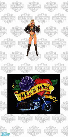 Sims 2 — TL-Biker Wall HD Logo & Girl & WATW by TabbyLou — HD Logo & Girl & Wild as the Wind Wallpaper.