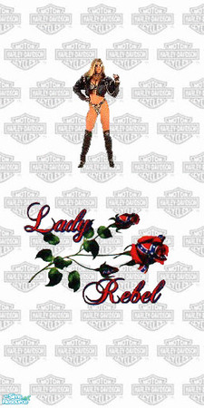 Sims 2 — TL-Biker Wall HD Logo & Girl & LR by TabbyLou — HD Logo with Girl & Lady Rebel Wallpaper. TSRAA