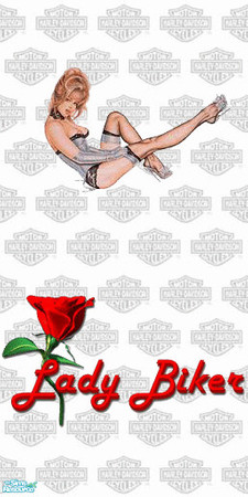 Sims 2 — TL-Biker Wall HD Logo & Girl & LB by TabbyLou — HD Logo with Silver girl & Lady Biker decals. TSRAA