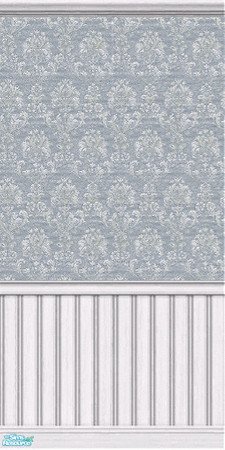 Sims 2 — Pale Blue Damask with White Beadboard by wimpy1968 — A variety of pale blue wallpapers for when you're