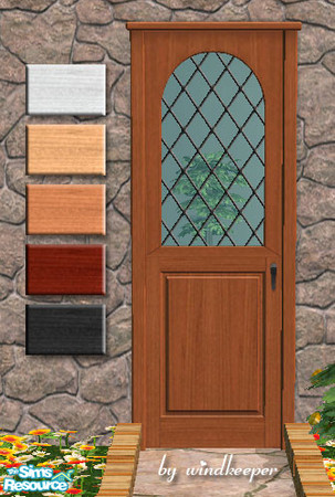 Sims 2 — Rosewood glass door by Windkeeper — Rosewood glass door. This mesh takes all wood colors from "Rosewood