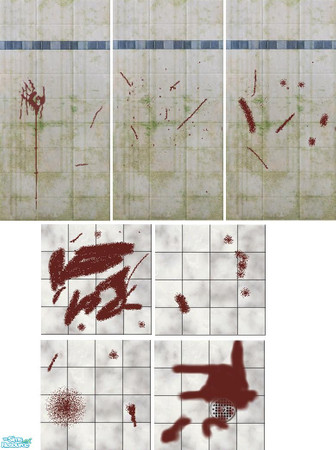 Sims 2 — Bloody Washroom Tile Set by HappySimGirl — Bloody Washroom includes 3 walls & 4 floors