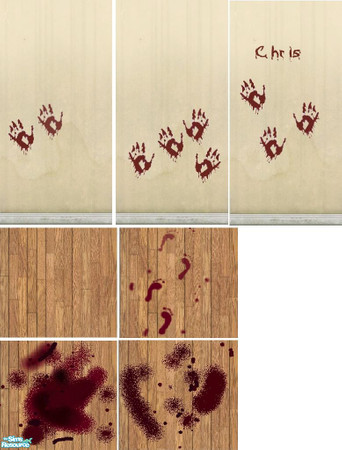 Sims 2 — Bloody Room Set 1 by HappySimGirl — Includes 3 Walls that match the Maxis worn "Beachy Keen" set &