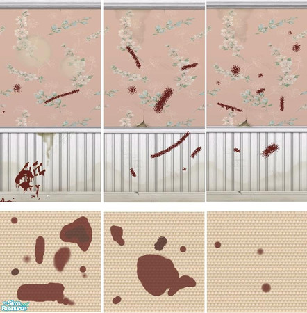 Sims 2 — Bloody Bed Room Set by HappySimGirl — Includes 3 walls that match the Maxis "Sassy Classy" set & 3