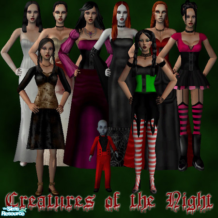 Sims 2 — Creatures of the Night by nablanabla — A Halloween set of nine outfits. Nightlife required, see individual