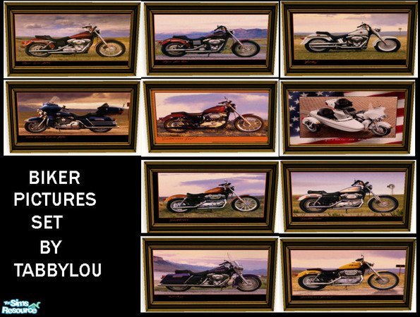 Sims 2 — TL - Biker Motorcycle Pictures Set by TabbyLou — TSRAA Member. I live about 10 miles from the Harley-Davidson
