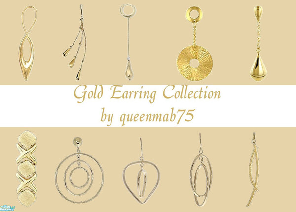 Sims 2 — Gold Earring Collection by queenmab75 — Gold earrings for your Sim!