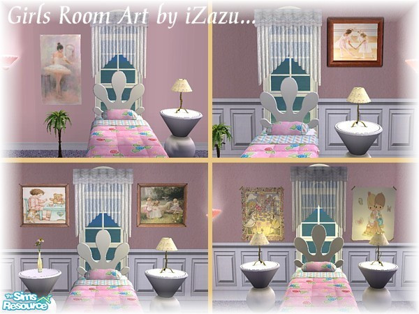 Sims 2 — Girls Room Art.. by iZazu — Decorate your daughter's, granddaughter's or even a neice's bedroom. Do they like to