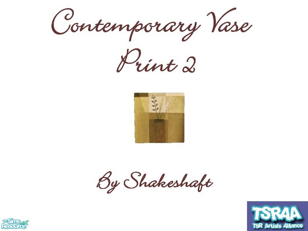 Sims 2 — Contemporary Vase Print 2 by TSR Archive — Part of a set of 2 vase prints. ** TSRAA Member **