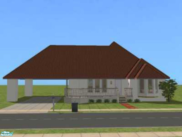 Sims 2 — The Parkside by Henwen — A nice first home with a carport, 2 bedrooms, and one bath. Hack free, custom walls and
