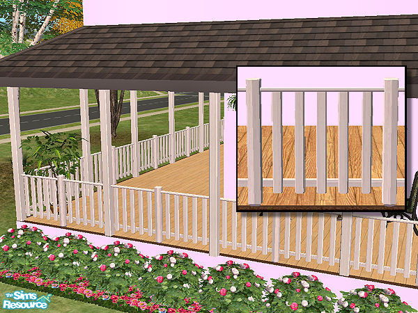 Sims 2 — Country Fence (white wood) MESH by chrissy6930 — Country Fence color matched with my respective Country Columns.